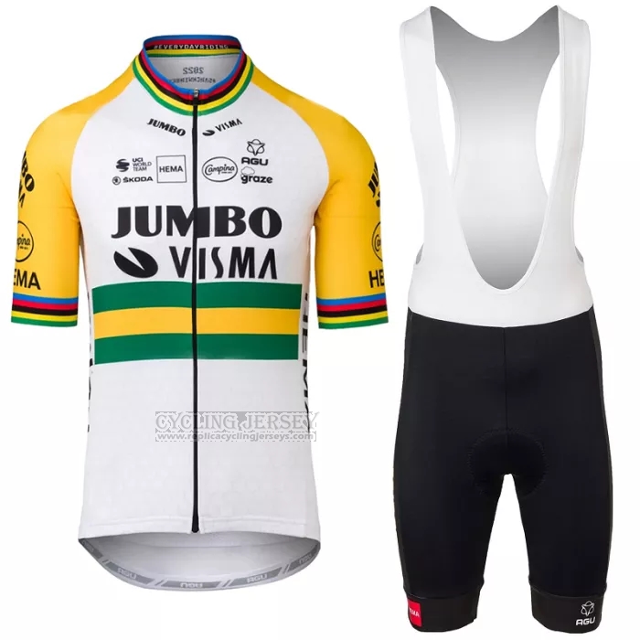 2022 Cycling Jersey Jumbo Visma Yellow Green Short Sleeve and Bib Short